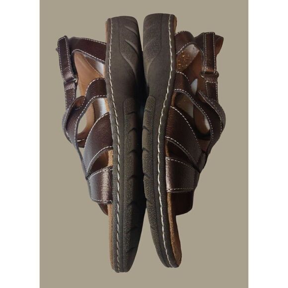 Easy Spirit Brown Pearlie Leather Sandals with Adjustable Strap Women's Size 8 - Picture 5 of 11